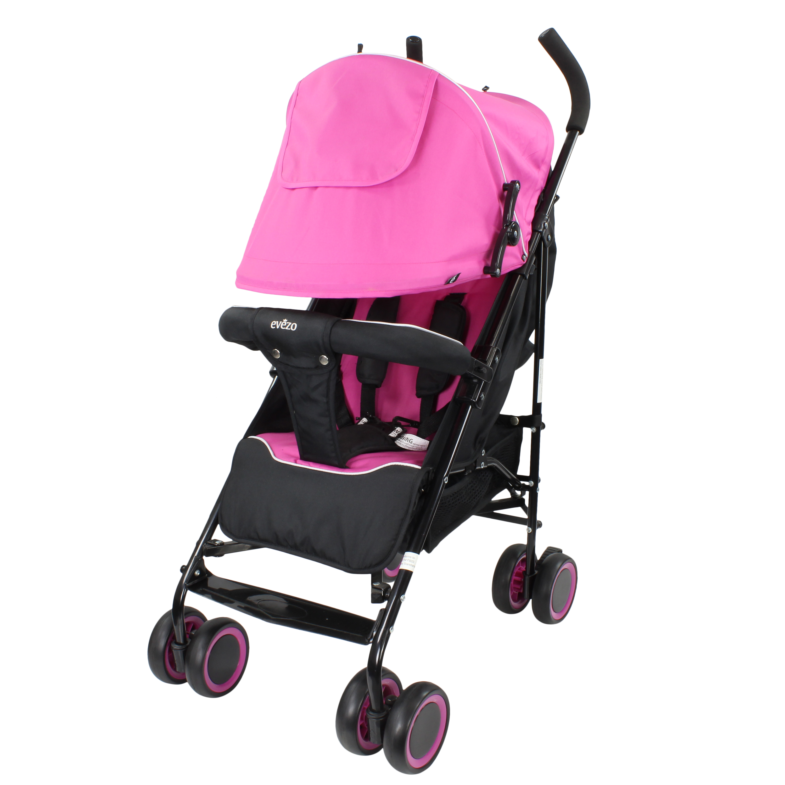 Compact Fold Auto-Lock Evezo Maxord 3-Position Reclining Lightweight Stroller with 5-Point Harness Pink 